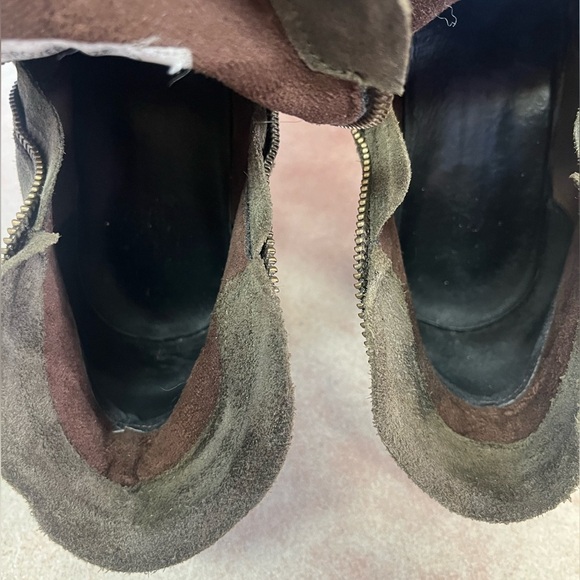 Miz Mooz Suede Grover Ruched Scrunchy Forest Green Side Zip Ankle Bootie - Picture 11 of 14